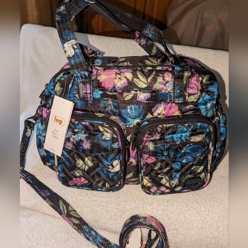 Lug quilted convertible carryall tote Jumper bloom black bag.